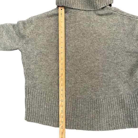 Rachel Zoe Cowl Neck Grey Wool Blend Turtleneck High-Low Sweater Women's M - Picture 9 of 11